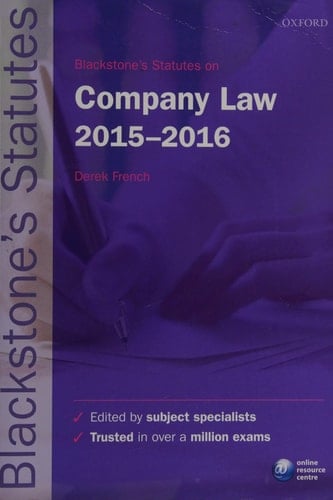 Blackstone's Statutes on Company Law 2015-2016 (Blackstone's Statute Series)
