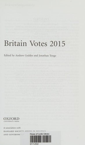 Britain Votes 2015 (Hansard Society Series in Politics and Government)