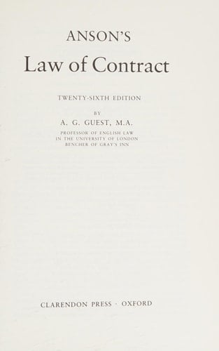 Anson's Law of Contract
