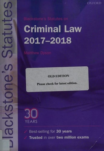Blackstone's Statutes on Criminal Law 2017-2018 (Blackstone's Statute Series)