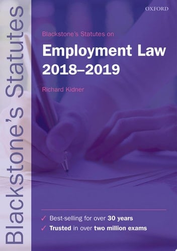 Blackstone's Statutes on Employment Law 2018-2019 (Blackstone's Statute Series)