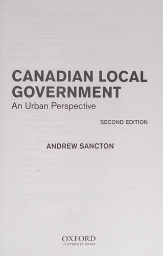 Canadian Local Government: An Urban Perspective