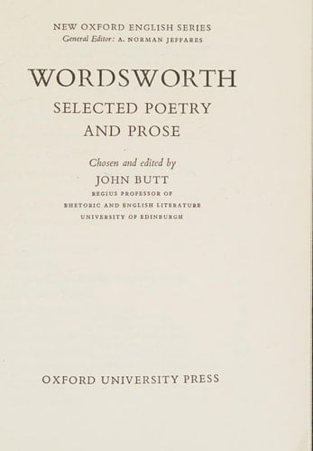 Selected Poetry and Prose (New Oxford English Series)