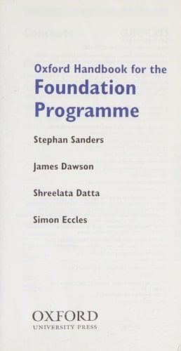 OXFORD HANDBOOK FOR THE FOUNDATION PROGRAMME.