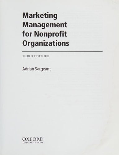 Marketing Management for Nonprofit Organizations