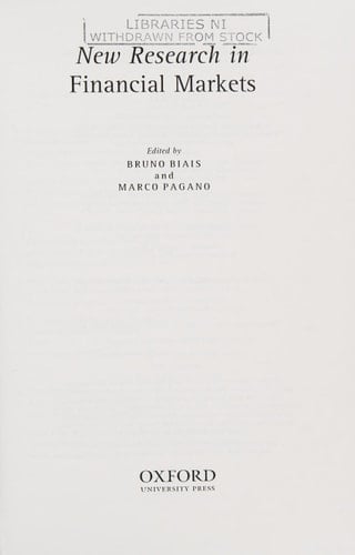 New Research in Financial Markets