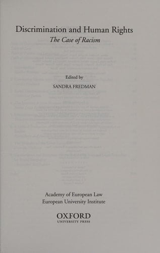 Discrimination and Human Rights: The Case of Racism (Collected Courses of the Academy of European Law, XI/1)