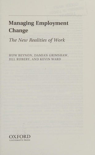 Managing Employment Change: The New Realities of Work