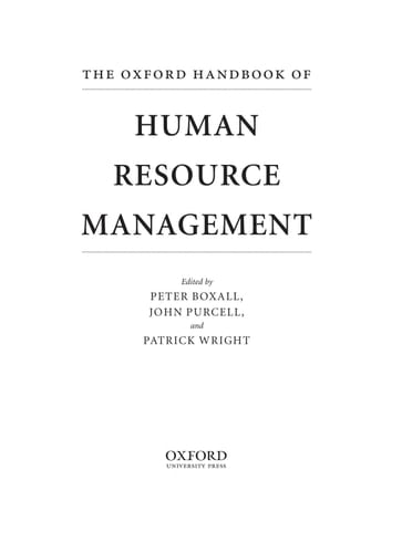 The Oxford Handbook of Human Resource Management (Oxford Handbooks)