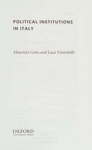 Political Institutions of Italy (Comparative Political Institutions Series)