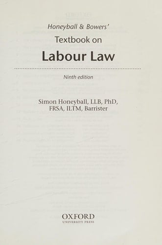 Honeyball and Bowers' Textbook on Labour Law