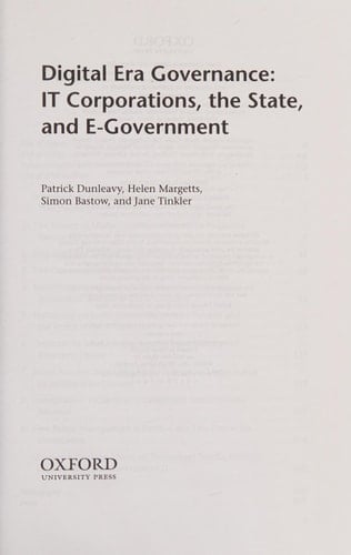 Digital Era Governance: IT Corporations, the State, and e-Government