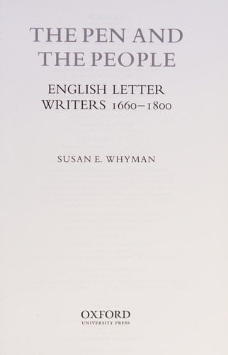 The Pen and the People: English Letter Writers, 1660-1800