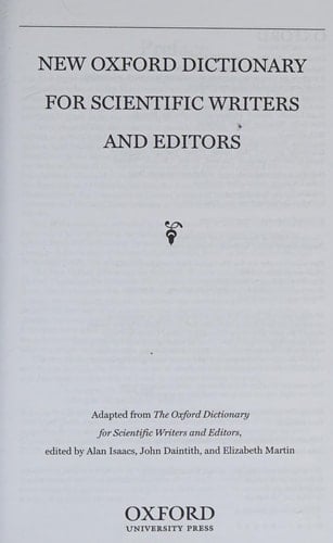 Oxford Dictionary for Scientific Writers and Editors