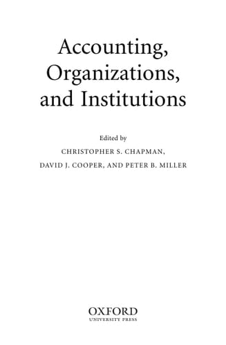 Accounting, Organizations, and Institutions: Essays in Honour of Anthony Hopwood