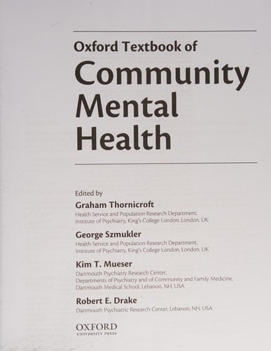 Oxford Textbook of Community Mental Health Online (Oxford Textbooks in Psychiatry)