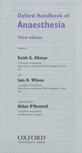 Oxford Handbook of Anaesthesia (Oxford Medical Handbooks)