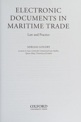 Electronic Documents in Maritime Trade: Law and Practice