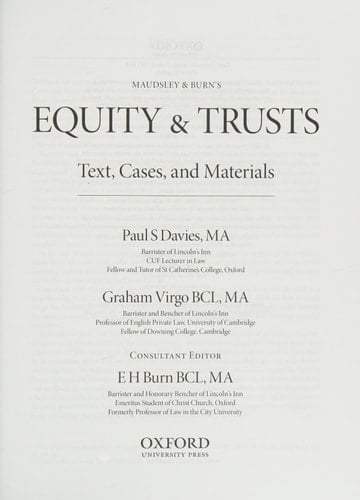 Equity & Trusts: Text, Cases, and Materials