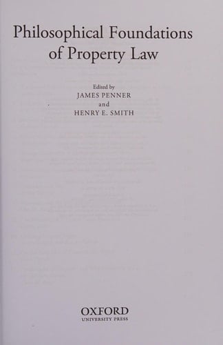 Philosophical Foundations of Property Law (Philosophical Foundations of Law)