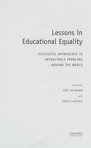 Lessons in Educational Equality: Successful Approaches to Intractable Problems Around the World