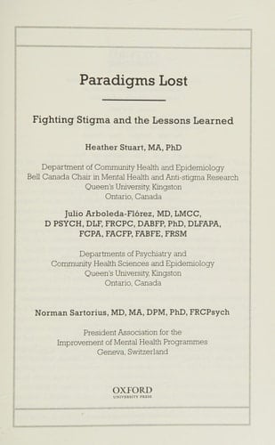 Paradigms Lost: Fighting Stigma and the Lessons Learned