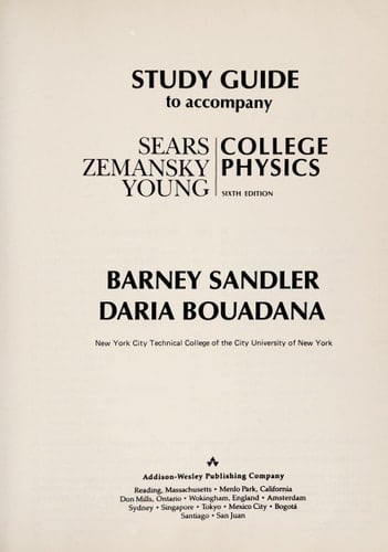 Study Guide to Accompany College Physics