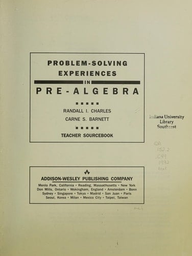Problem-solving experiences in pre-algebra: Teacher sourcebook