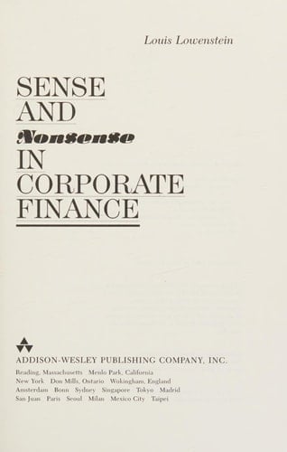 Sense And Nonsense In Corporate Finance