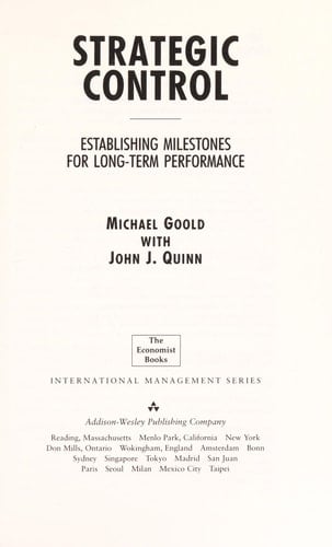 Strategic Control: Establishing Milestones for Long-Term Performance (Economist Books International Management)