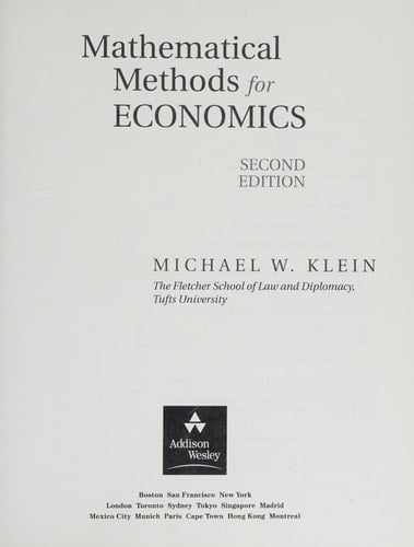 Mathematical Methods for Economics