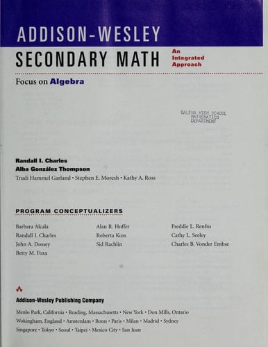 Addison Wesley Secondary Math: Focus on Algebra