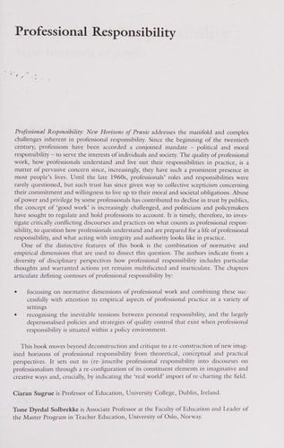 Professional responsibility: new horizons of praxis