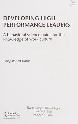 Developing high performance leaders