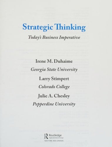 Strategic thinking: today's business imperative
