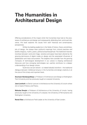 Humanities in Architectural Design : A Contemporary and Historical Perspective