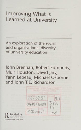 Improving what is learned at university: an exploration of the social and organisational diversity of university education