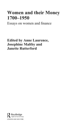Women and their money 1700-1950: essays on women and finance