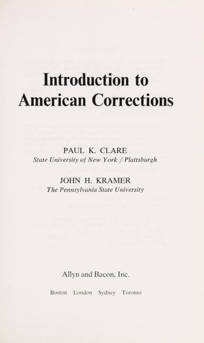 Introduction to American corrections (Holbrook Press criminal justice series)