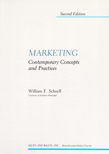 Marketing: Contemporary Concepts and Practices