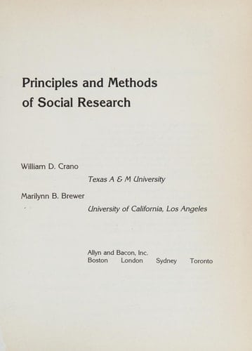 Principles and Methods of Social Research