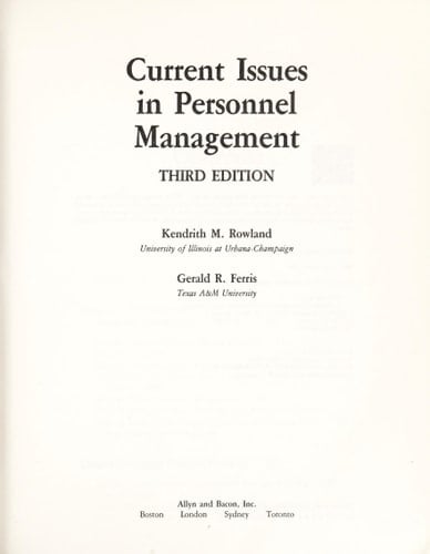 Current issues in personnel management