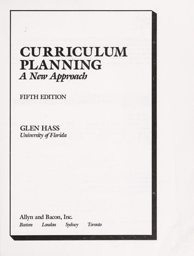 Curriculum Planning: A New Approach