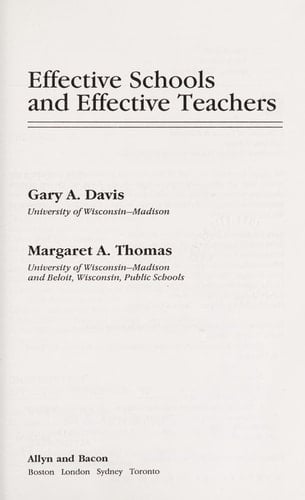 Effective Schools and Effective Teachers