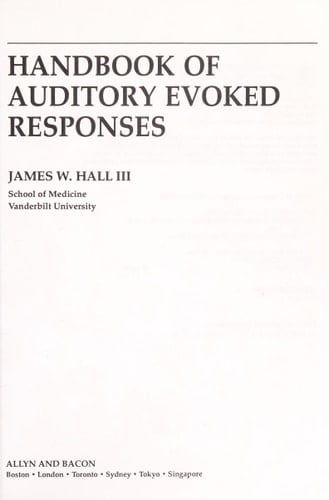 Handbook of Auditory Evoked Responses