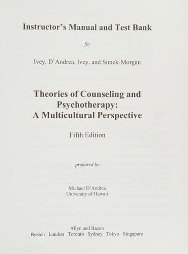 Instructor's Manual and Test Bank for Theories of Counseling, 5th Ed.