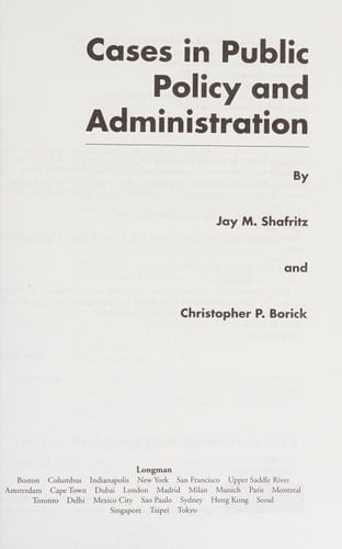 Cases in Public Policy and Administration: From Ancient Times to the Present