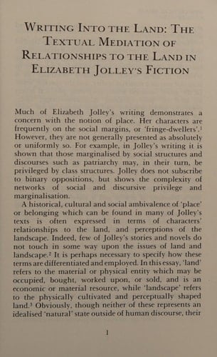 Elizabeth Jolley: New critical essays (Imprint)