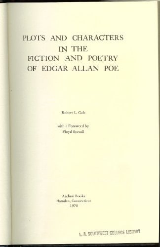 Plots and characters in the fiction and poetry of Edgar Allan Poe