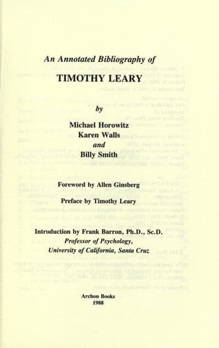 An Annotated Bibliography of Timothy Leary